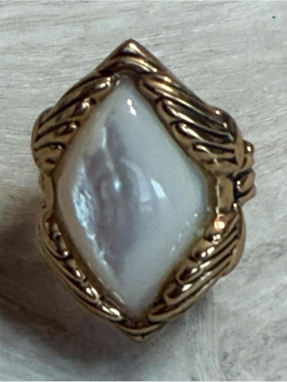 Studio Barse Gold-Tone Ring with Mother Of Pearl Marquise Stone